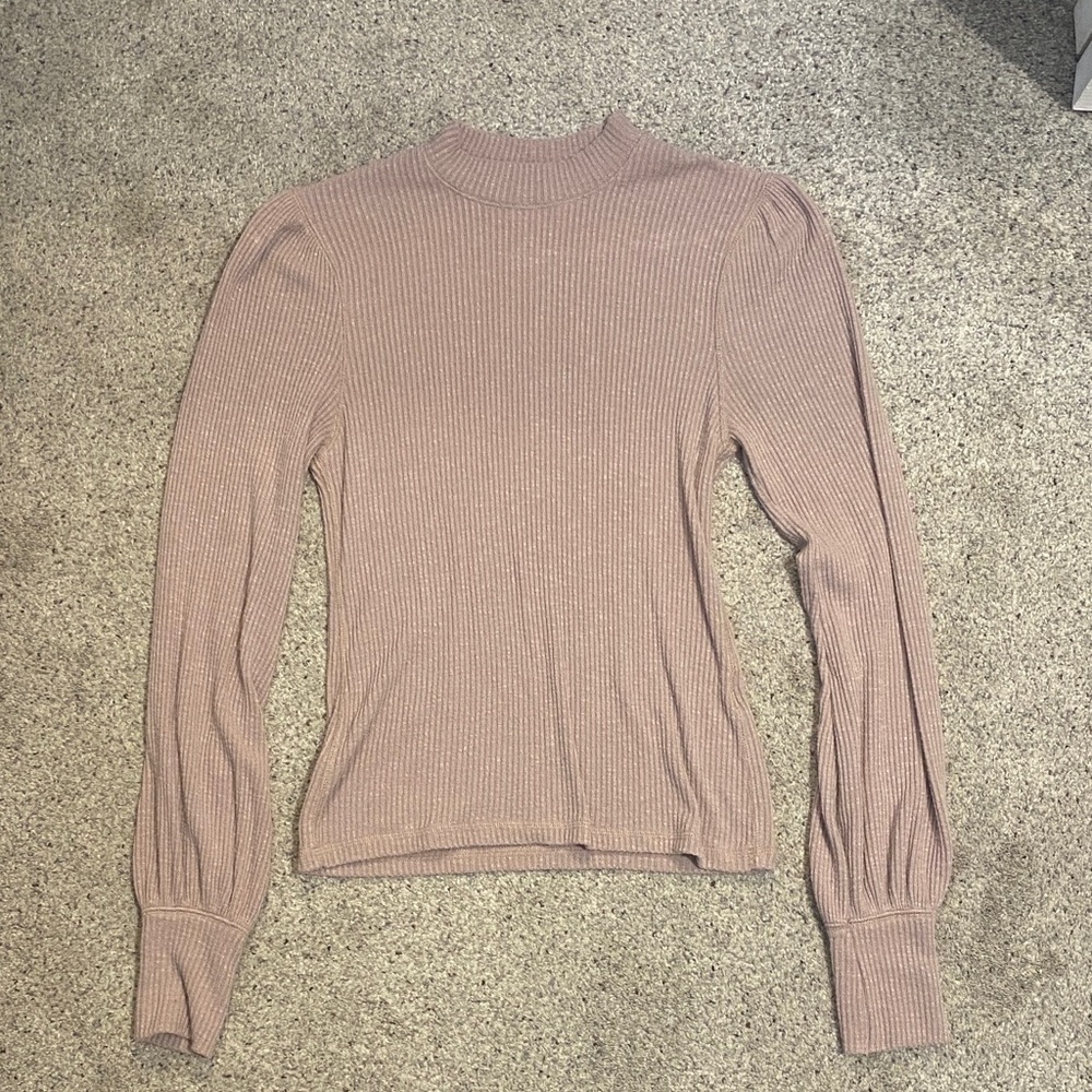 Abercrombie & Fitch Pink Ribbed Long Sleeve Top